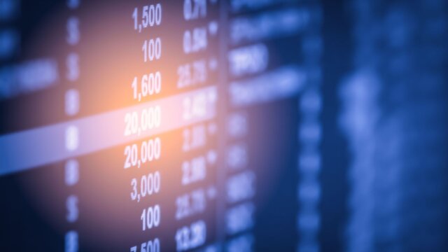 Index graph of stock market financial indicator analysis on LED. Abstract stock market data trade concept. Stock market financial data trade graph background. Global financial graph analysis concept.