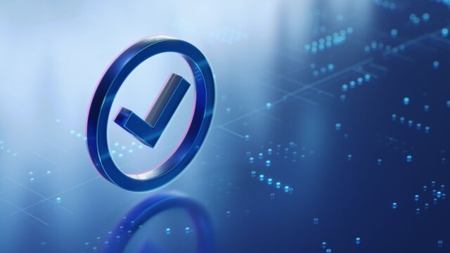 Futuristic technology checkmark.