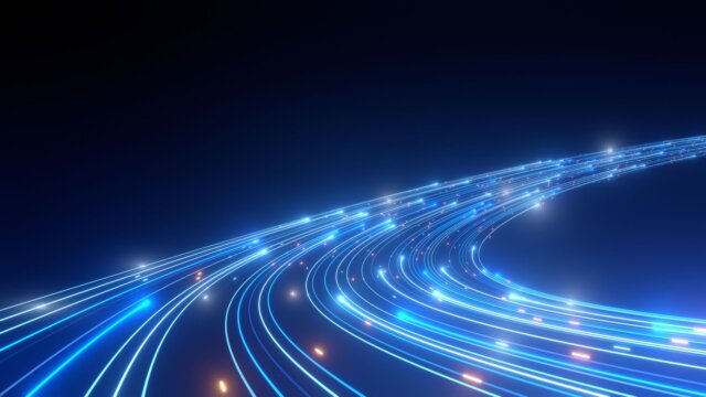 High Speed Light Streaks data, blue colour, glow lines, background