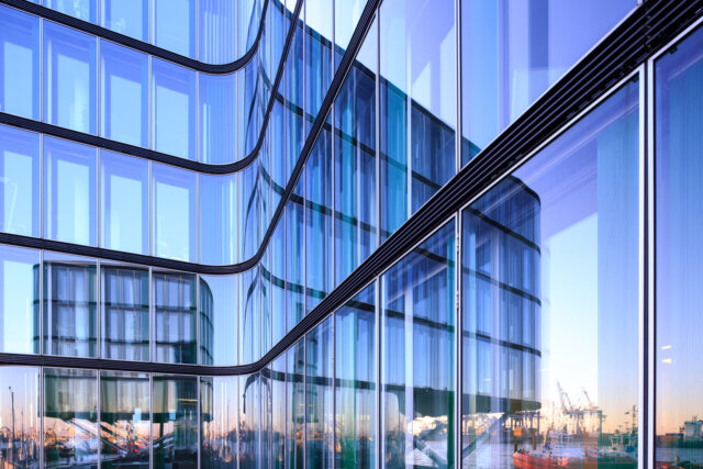 Reflective glass building.